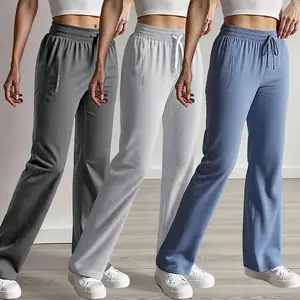 Women’s 3-pack summer casual long pants: drawstring elastic-waist outdoor long pants suitable for slow jogging, everyday wear, travel, and outdoor sports—an essential women’s casual pant.