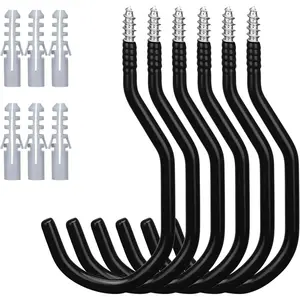 6 Pack Heavy Duty 6 inches, Capacity 100 LBS, Wall and Bike Hooks for Garage Ceiling