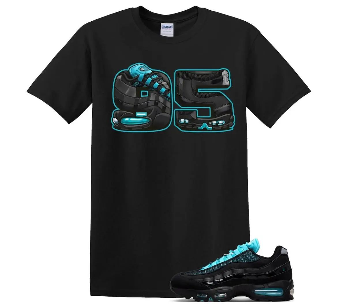 95 Big Bubble Scorpion Gamma Blue Shirt, 95 Black Gamma Blue Graphic T-Shirt, Number 95 Tee Match Sneaker