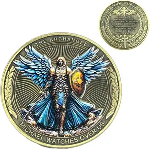 Archangel Michael Watches Over Us Challenge Coin - Inspirational Religious Collectible Coin with Clear Protective CaseV Divine Guidance and Safety Bible Verses Pocket Token Lucky Coin