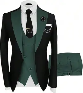 Tuxedo For Men 3 Piece Men's Suits Slim Fit Mens Suit Double Breasted Tux Blazer Vest Pants Wedding Suits Man