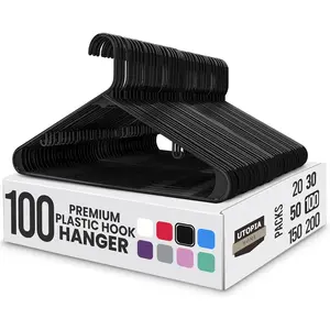 Hangers 100 Pack - Space Saving Clothes Hanger - Durable & Strong Closet Organizers and Storage with Built-in Strap Hooks - Essential for Shirts, Pants, Skirts & Coats (Black)