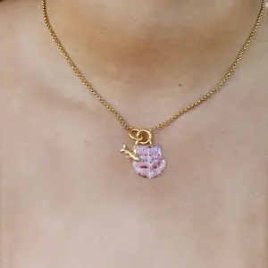 Gold Calico Shell Shark Charm Necklace