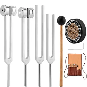 4-Frequency Healing Tuning Forks Set (128Hz, 136.1Hz, 256Hz, 384Hz) - Sound Healing Kit for Meditation, Stress Relief, Chakra Balancing | Home & Party Photobooth Props