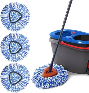 Spin Mop Replacement Heads Compatible with Rinse Clean 2 Tank System Microfiber Refill for Hard-Surfaced Floors 4.33 Inches Core Easy to Use & Machine Washable
