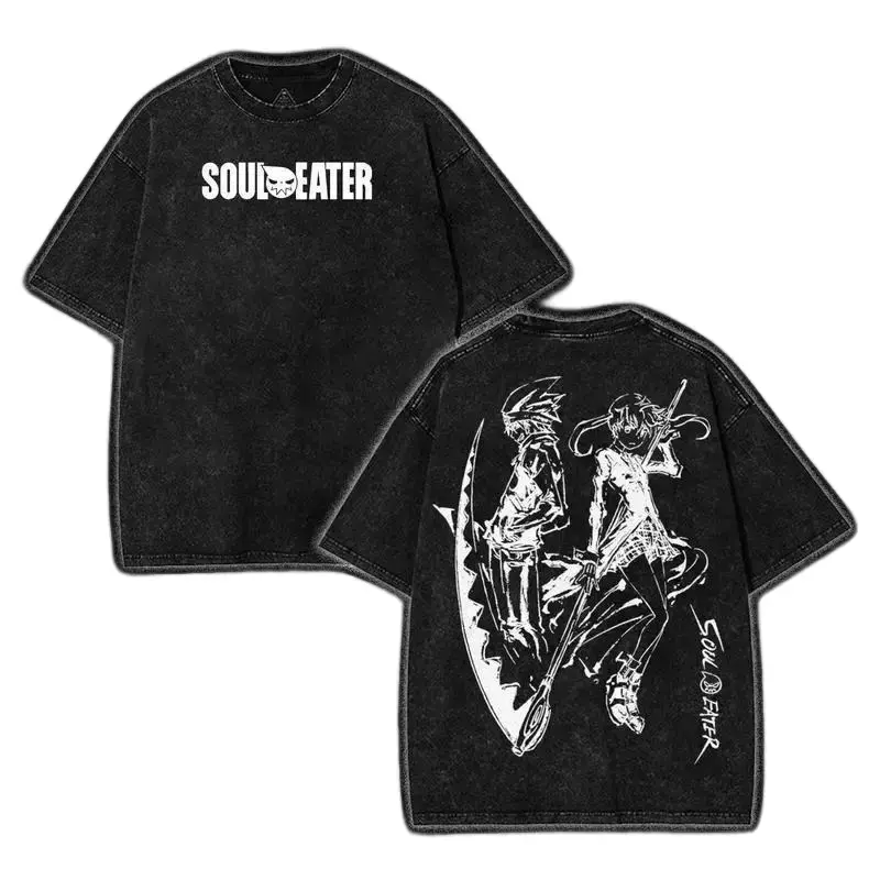 Soul Eater Inspired Anime Tee, Soul & Maka Unique Y2K Style Vintage Unisex Heavy Cotton Tee, Gift for Anime Fans, Comfort Cotton Fabric Top Womenswear Fit