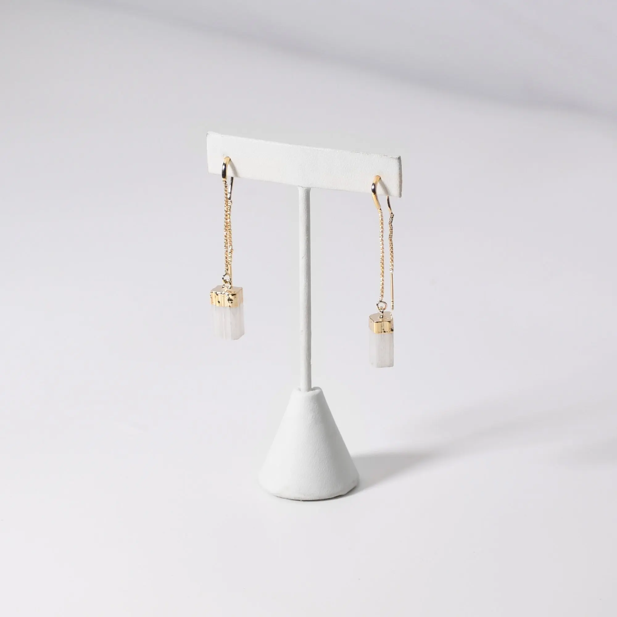 Long Rough Selenite Earrings