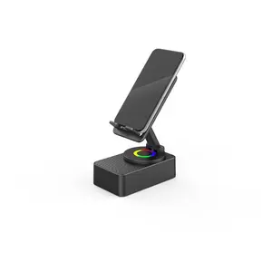 Adjustable Cell Phone Stand with Wireless Induction Bluetooth Speaker Phone Speaker Amplifier Stereo Sound Adjustable Holder Gifts for Men Women