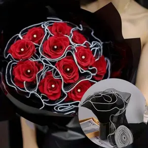 Valentine's Day Floral Decorations, 4 Yard Long Pleated Wavy Bouquet Wrapping Mesh, Transparent Flower Packaging Material, Bouquet Wrapper