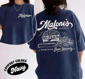Malone's Burger T- Shirt - Hockey Movie Shirt - Briar University Hockey Team Sweatshirt - Hoodie Unisex Heavy Cotton Tee - Off Campus Merch