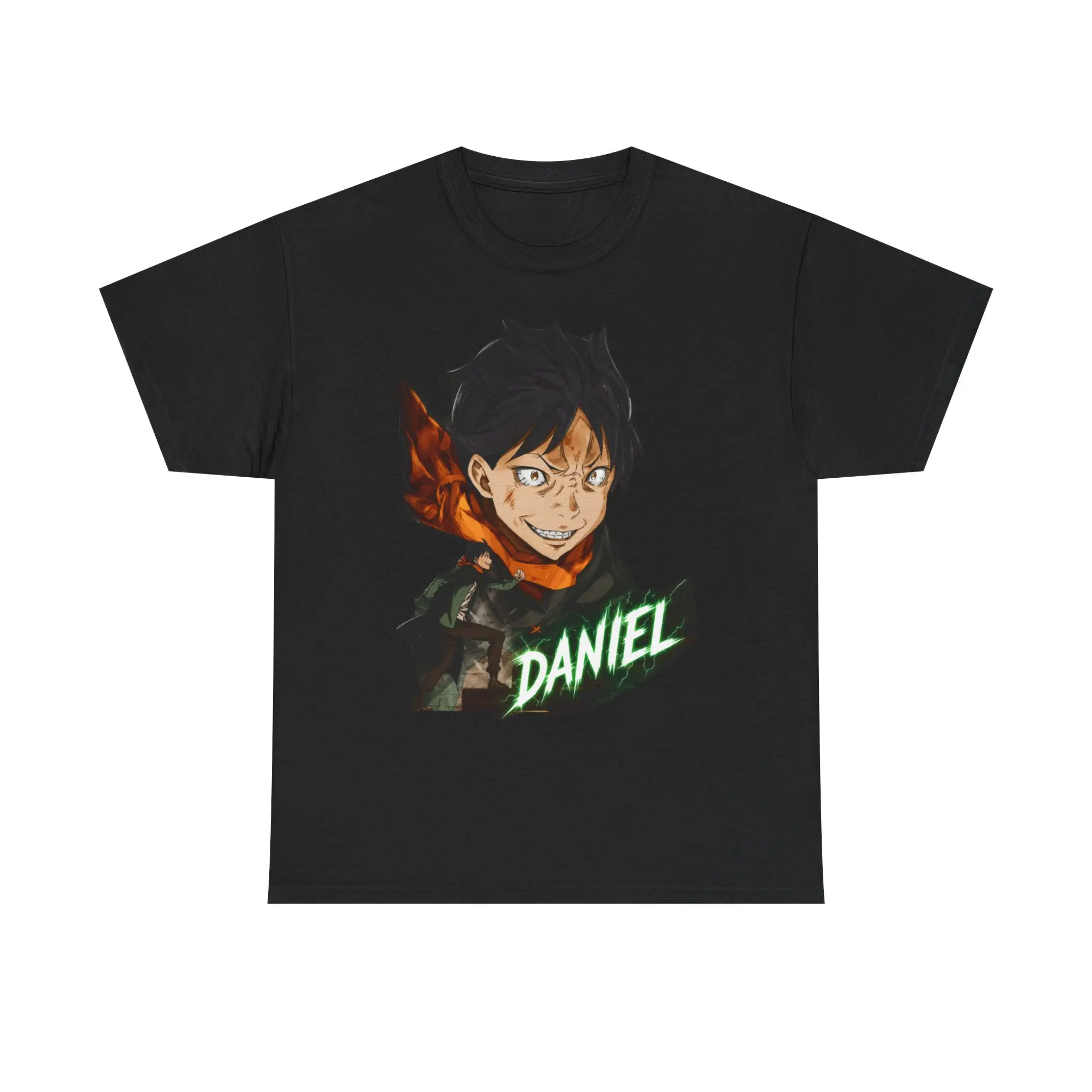 Women's Unisex Classic Relaxed Fit Short-Sleeve Daniel Netsuke Portrait Shirt | Personalized Name Daniel, Neon Text, Dark Graphic
