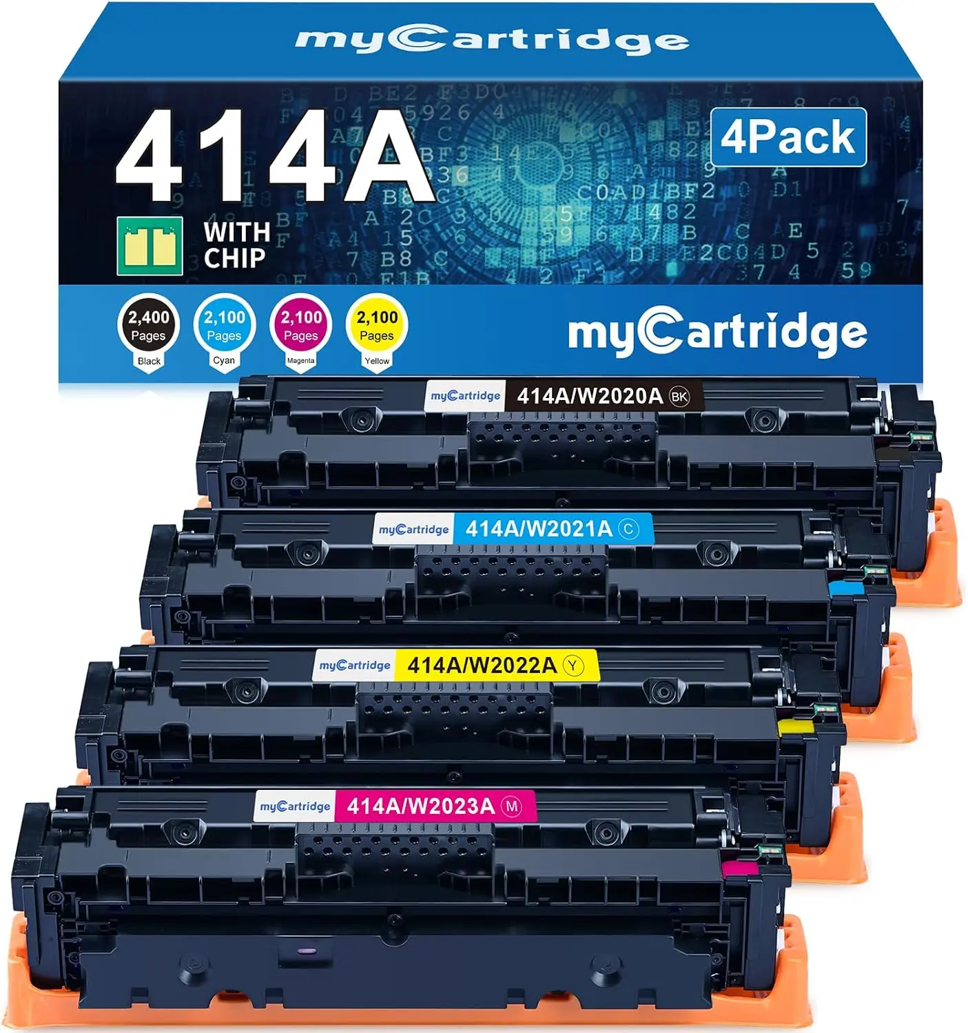 myCartridge 414A Compatible Toner Cartridges with Chips, Standard-Yield 4-Pack for HP M454dw M454dn M479fdw