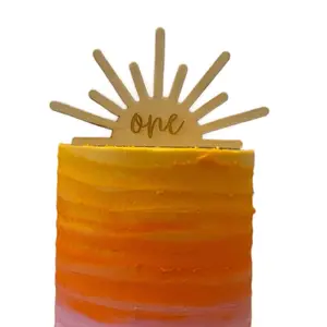 Boho Sun Cake Topper Personalized with Name or Age – Custom Acrylic Birthday Cake Decoration for Kids, Teens, and Baby Showers – First Trip Around the Sun Party Topper, Smash Cake Charm, Boho Theme Birthday Party Supplies, Wooden Custom Name Cake Decor