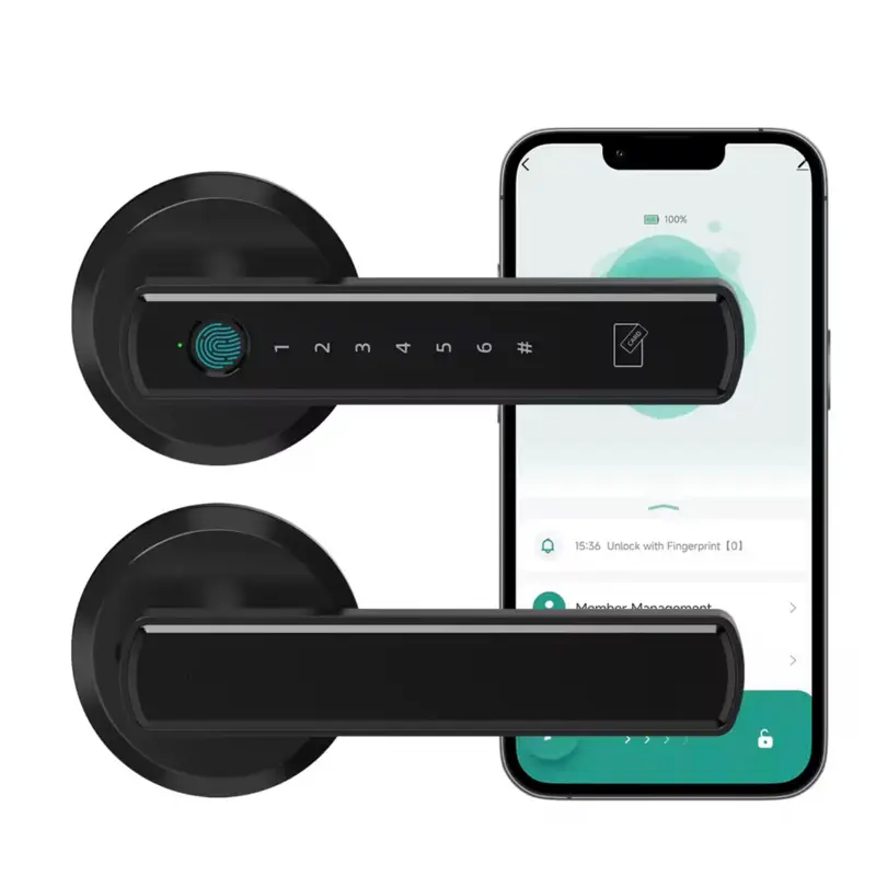 Fingerprint Door Lock 5 in 1 with APP Fingerprint IC Cards Password Backup Keypad for Bedroom Office Apartment Rose Advanced 508 DPI Sensor 99% Recognition Rate