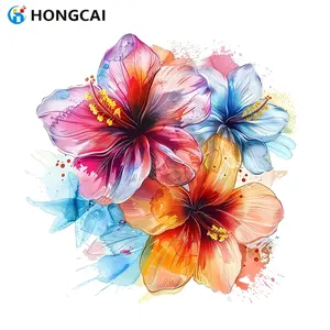 Vibrant Watercolor Floral Heat Transfer Vinyl Stickers, High-Quality DIY Clothing Decals, Easy to Apply, Perfect for T-Shirts & More