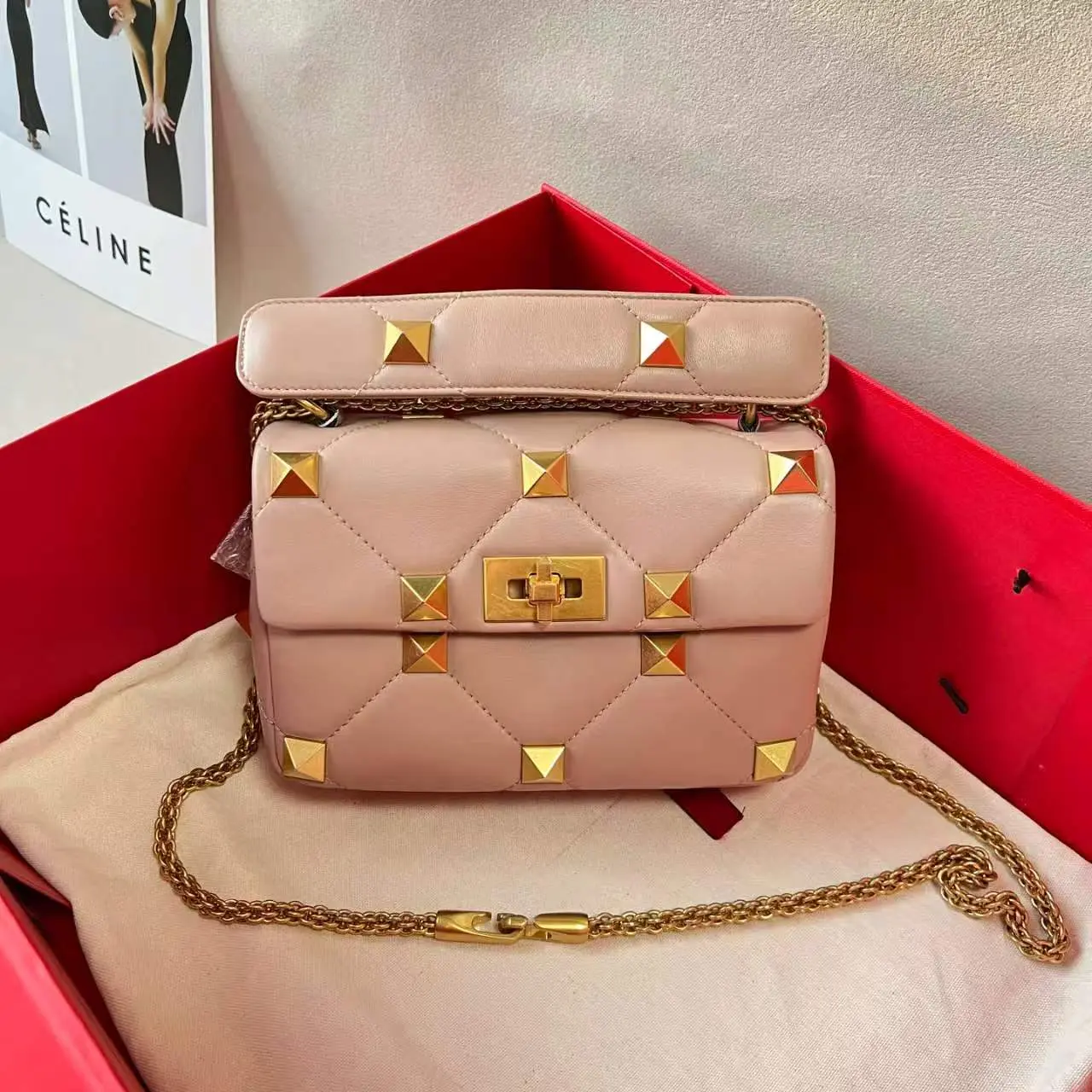 Pre-owned Valentino Crossbody Bag Diagonal Design, Pink, Model 0817RI/C8355349626