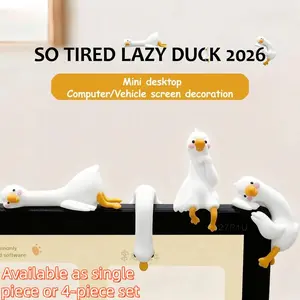 2026 New So Tired Lazy Duck Mini Desk Accessories - Cute Duck Ornaments, Work Partner Desktop Decor for Computer Screens, Office & Home, Perfect Birthday/Mother's Day/Father's Day/Onboarding/Graduation Gifts
