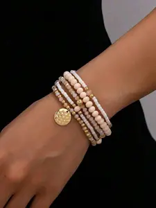 Bohemian Elegant Knitted Elastic Glass Bead Bracelet Set, Handmade for Women, Perfect Gift Choice, Unique Jewelry Accessory