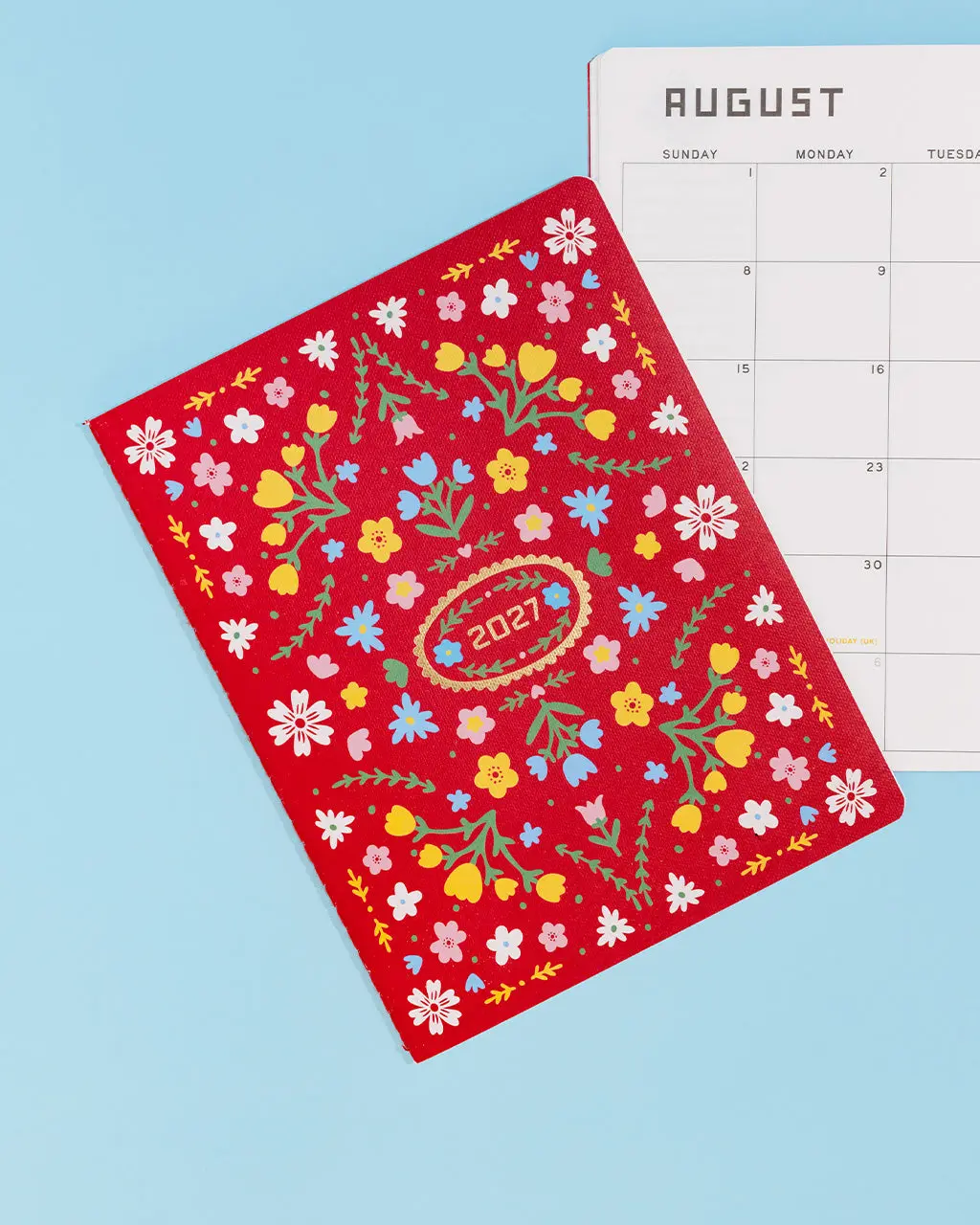 Monthly 12-Month Planner - Red Scandinavian Floral