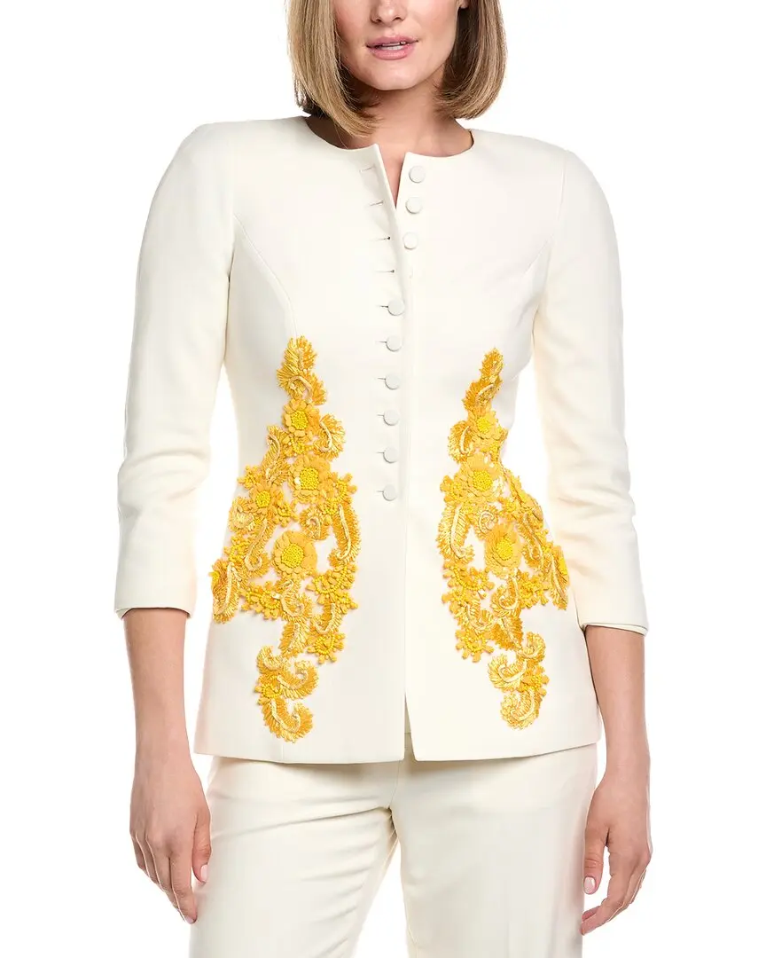Carolina Herrera Embroidered Wool-Blend Jacket