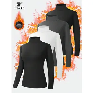TELALEO 4 Packs Women's Thermal Turtleneck Shirts, Women Turtle Neck Fleece Lined Compression Long Sleeve Base Layer Tops