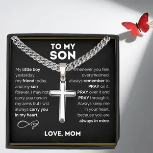 Casual Cross Pendant Necklace for Men Women Unisex Design Fashionable Necklace Everyday Wear with Gift Box Ideal for Holiday Gifting