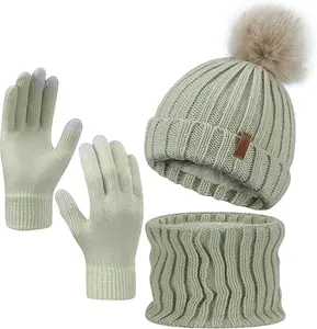 Unisex Winter Hat and Glove Set, Touchscreen Gloves for Cold Weather, Stylish 3-in-1 Warmth Set