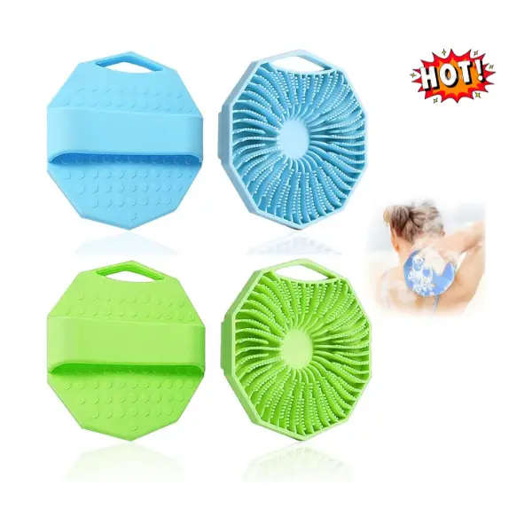 2-Pack Silicone Body Cleansers for Smooth Skin & Massage - Antibacterial, Quick-Drying Bath Accessories for Men & Women, Personal, Exfoliating, Fragrance Free, Full Body, Eco-Friendly, Use With Soap, None, Unscented, Set, Scrubber, Radiant Skin