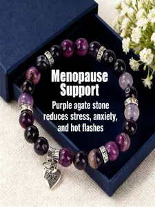Love & Protection Menopause Bracelet, Agate Heart Charm Jewelry, Women's Fashion Accessory, Ideal Gift for Loved Ones, Jewelry Accessories