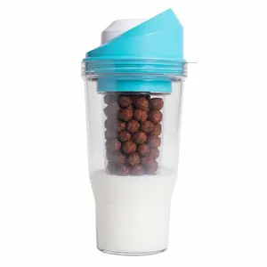 XL Portable Cereal Cup for Breakfast On the Go - Blue | Skip the Spoon and Bowl - Designed for a quick, convenient breakfast at home, on the go, or during busy mornings.