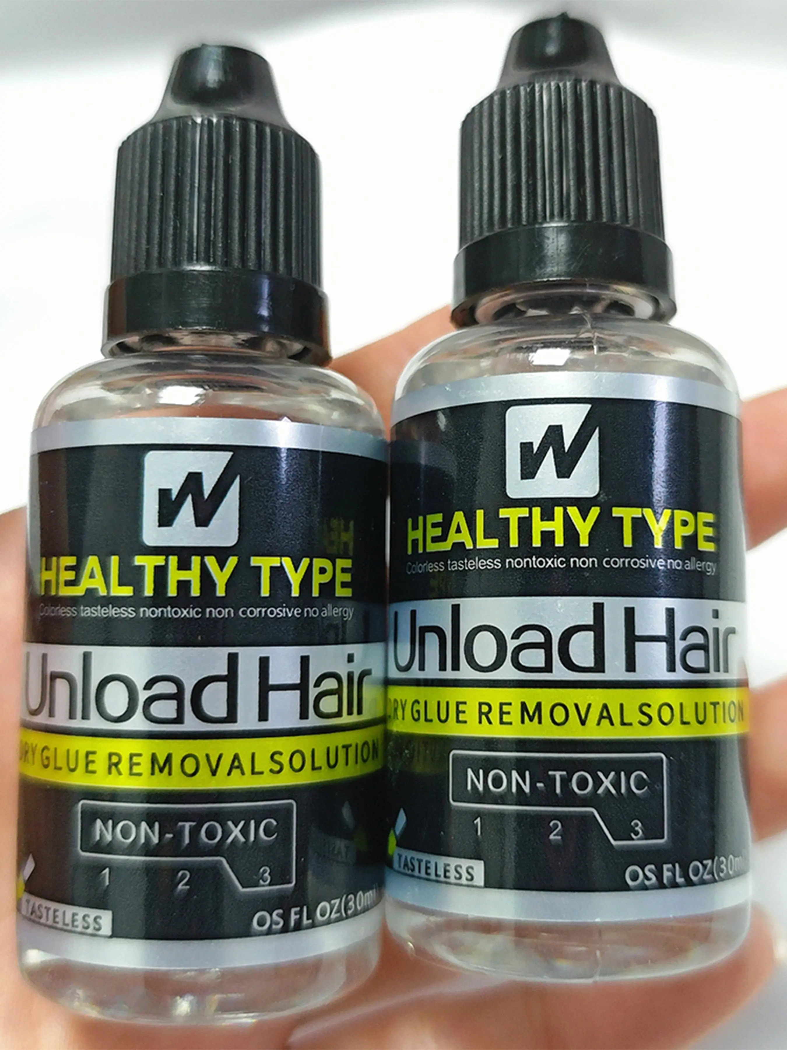 2 Bottles Wig Glue Remover, Transparent Liquid for Hair Extensions, Effective Removal, Removes Adhesive From PU Leather Scalp, 30ML Per Bottle, Safe, Convenient
