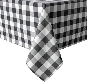 Hiasan 60 X 120 Inch Checkered Tablecloth Rectangle - Stain Resistant, Spillproof and Washable Gingham Table Cloth for Outdoor Picnic, Kitchen and Holiday Dinner, Black and White Homedocr