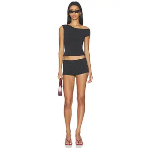 MORE TO COME Jackelina Short Set in Black & White Dot