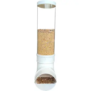 PVC Chicken Feeder,Outdoor Automatic Chicken Feeder,Chicken Feeders No Waste,Wall Mount Weatherproof Chicken Gravity Feeder (Transparent)