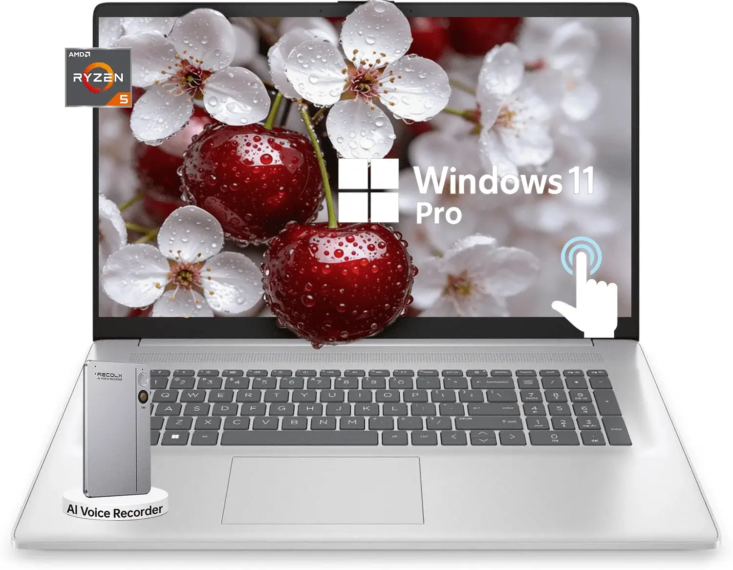 HP 17.3" Touchscreen Laptop, AMD Ryzen 5 7530U, HD Anti-Glare Display, Wi-Fi 6, Windows 11 Pro, 32GB RAM, 2TB SSD, Silver, with Accessory