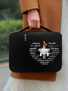 Inspirational Bible Bag,With God, Butterfly, Cross, Christian Printed on It,Bible Cover, Bible Holder, Hand-Held Storage Bag, Standard Size Bible Bag with Zipper and Pocket, Used for Bible Learning, Bible Cover, Letter Bible Box, Hand-Held Bible Bag