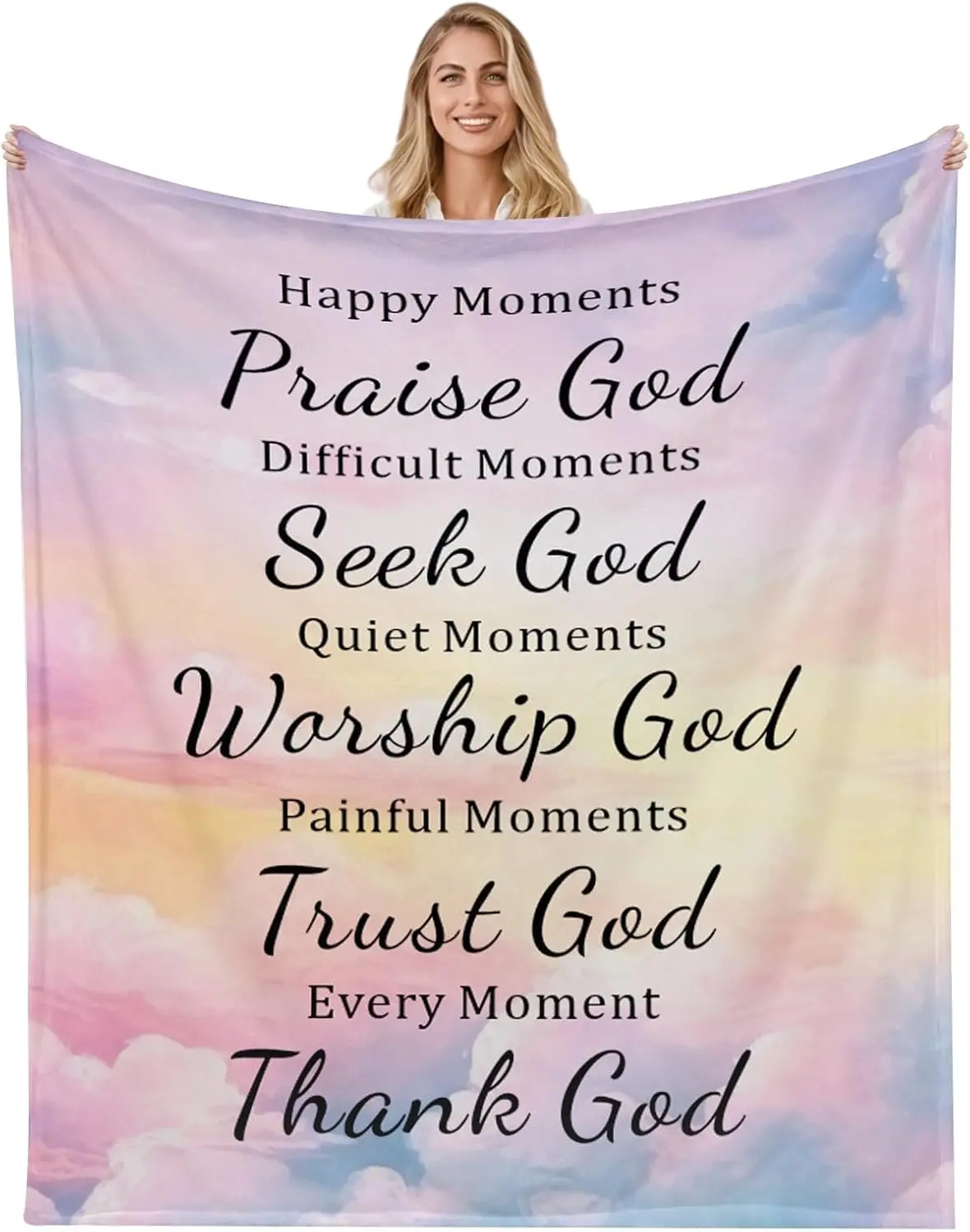 First Communion Gifts for Girls 60x50'', Inspirational Baptism First Communion Gifts for Woman Faith Confirmation Blanket Throw for Goddaughter, Religious Spiritual Gifts Easter Blankets