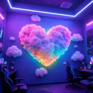 Valentine's Day Decorative Lights, Heart Cloud LED String, Music Sync Multi-Color Changing, USB Powered, Button Control, Perfect Gift, Party Decor