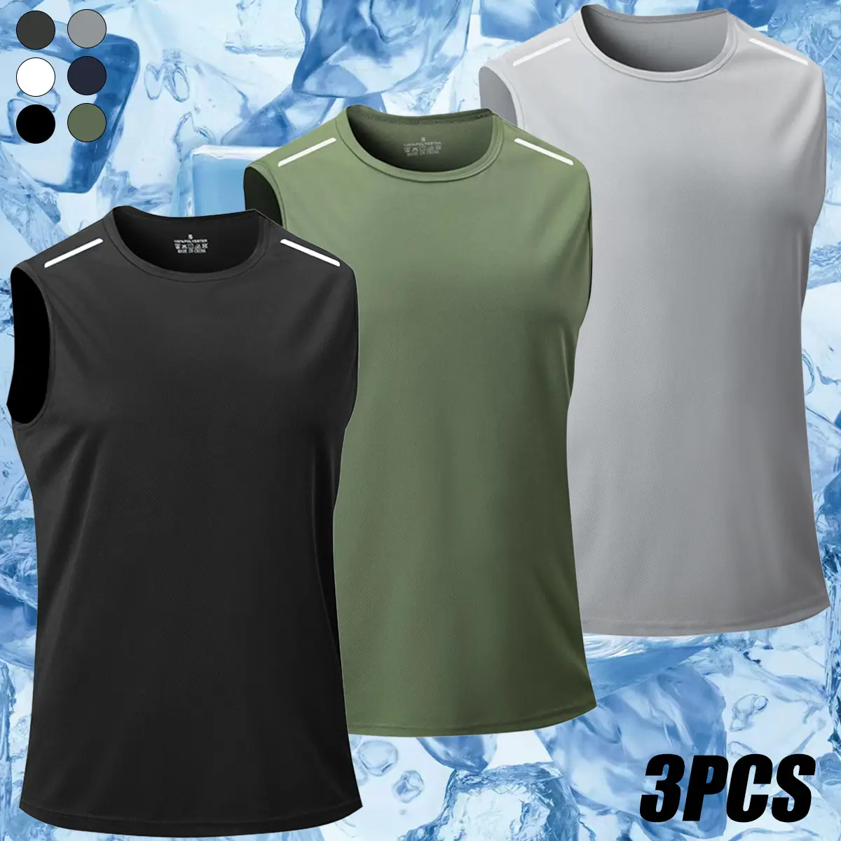 JOGWAVE 3PCS Men’s Summer Ultra-Thin Loose-Fit Sleeveless Tank Top, Crew Neck Design, Breathable Sports Shirt Suitable for Outdoor Running and Exercise.Back-to-school shopping—essential for the start of the school year