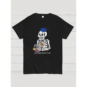 OSRS Grind Never Stops RuneScape Geeky T-Shirt 100% Cotton Crew Neck T-Shirt Printed - 220g