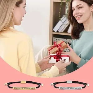 2/1Pcs Don't Let The Hard Days Win Bracelet, Handmade Braided Adjustable Wrap Stainless Steel for Women Men - Inspiratonal Jewelry Gifts
