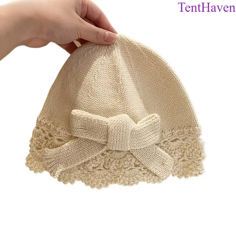 Women's Niche Knit Hat - Chic Korean Retro Bow Design, Soft Warm Cotton-Blend Handmade Balaclava, Snug Hood for Daily Commuting, Casual Outdoor Wear, All Seasons Soft Warmth, Korean Look, Year-Round, Elegant, Female, Hooded, Knit Hats, Adults, Chic Korean