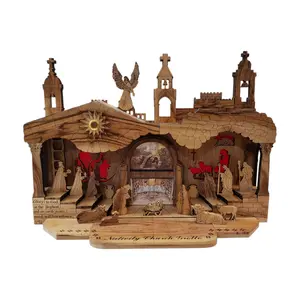 Olive Wood Musical Nativity Scene from the Holy Land