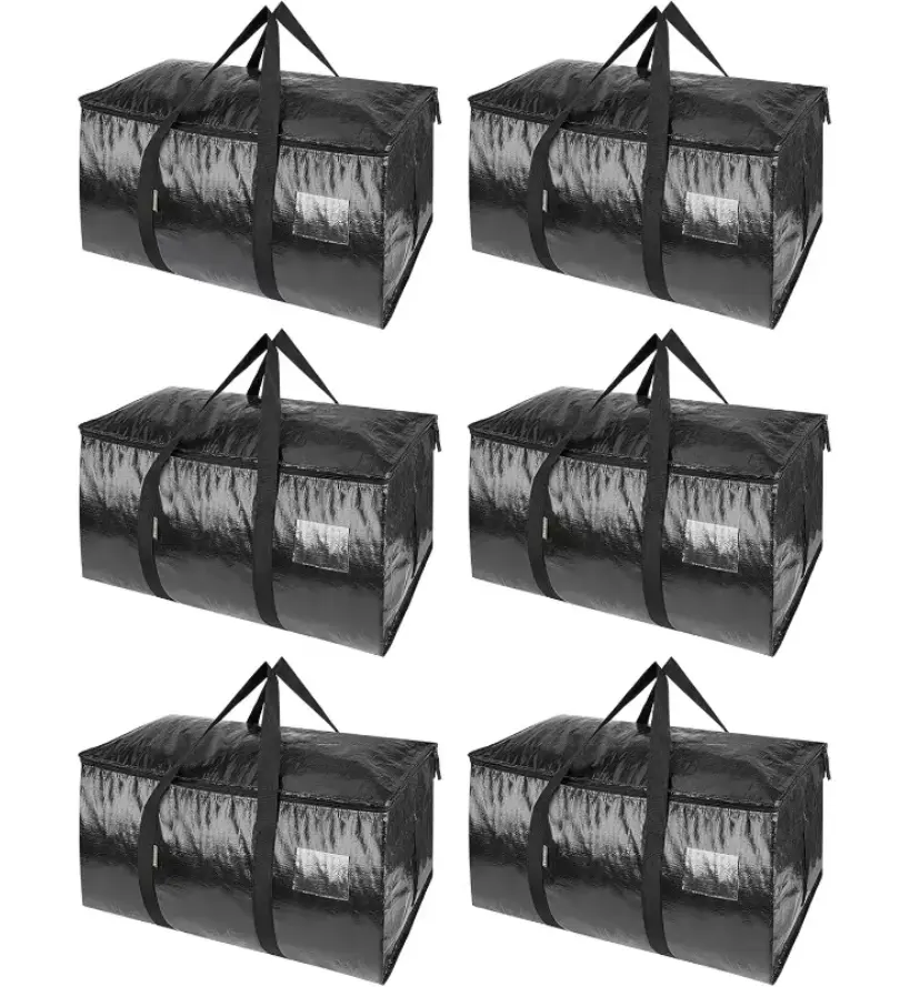 2-Pack/6-Pack 24gal Large-Capacity Reinforced Foldable Waterproof Storage Bags, Premium Fabric, Reinforced Handles, Tag Insert Pocket, Lightweight Home Organiser Containers for Bedding, Moving, Space Saving Bags