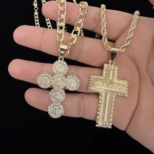 Religious Cross 14k Gold Plated Last Supper Cross Saint Benedict Cross