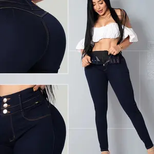Jeans faja control abdomen 100 % colombiano Womenswear Bottom Pants Denim trendy jean