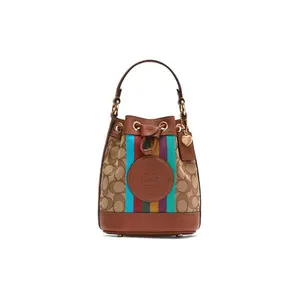 COACH Dempsey Classic Monogram Bucket Bag for Women, Crossbody and Shoulder Handbag in Brown Monogram