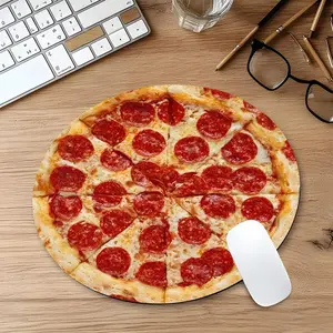 Pepperoni Pizza Round Gaming Mouse Pad, Food Lover Desk Decor Stylish Desktop Protector Desk Accessories with Non-Slip Rubber Edges, Small Size for Laptops and Desktops, Ideal Gift for Kids and Gamers, Non Slip Mousepad, Desktop Accessory