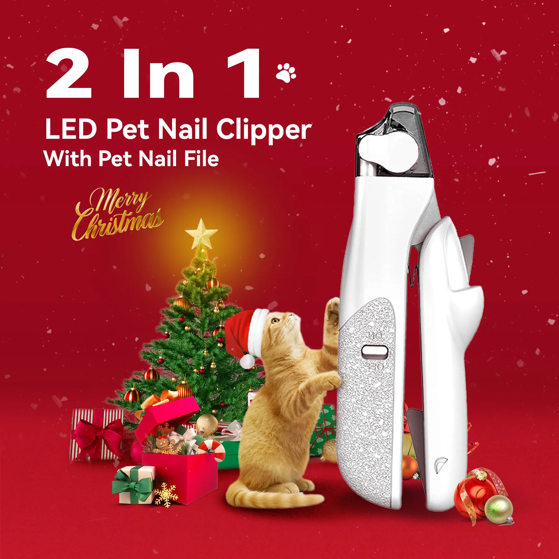2 IN 1 Pet Nail Clipper, with LED Light for Pet with the light Nails,Precise Cat & Dog Nail Trimmer For Safe Summervibes