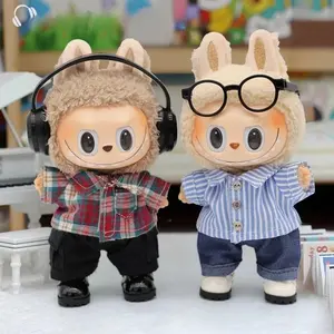 Mini Doll Clothes Set For 17cm Labubu Doll Clothing Labubu V1 V2 V3  Shirt Jeans Fashion Outfit Set Plush Doll Doll Replacement Stylish Doll Clothes Lifelike Doll Clothing